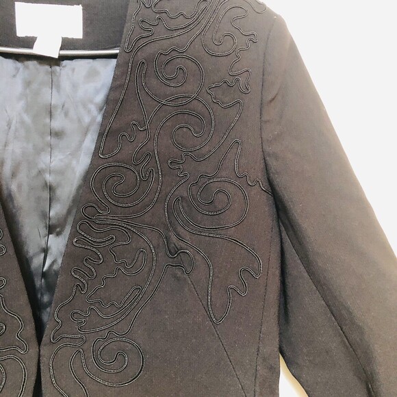 H&M Women's Short Jacket Black Blazer Long Sleeve No Button Size 12 $ - Picture 4 of 6